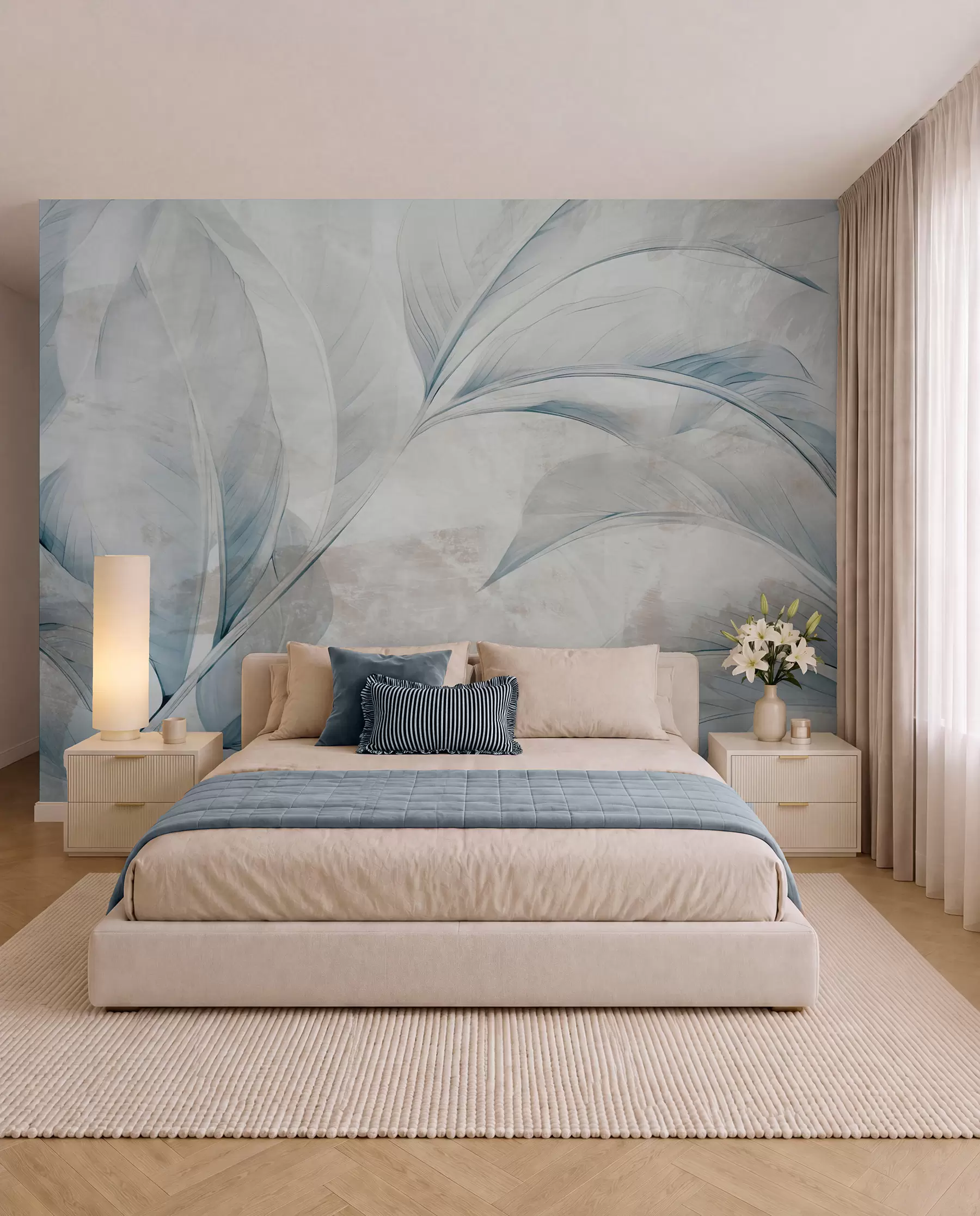wall murals Blue Leaf Veil w05440