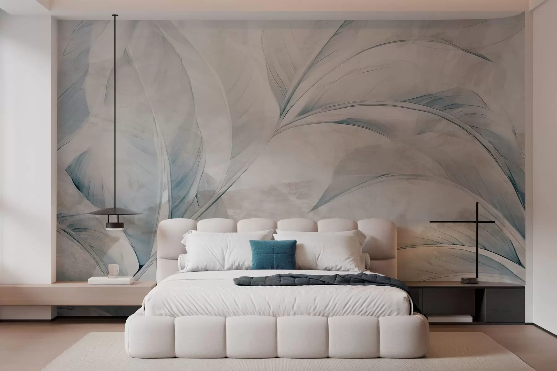wall murals Leaves on concrete wall w05440