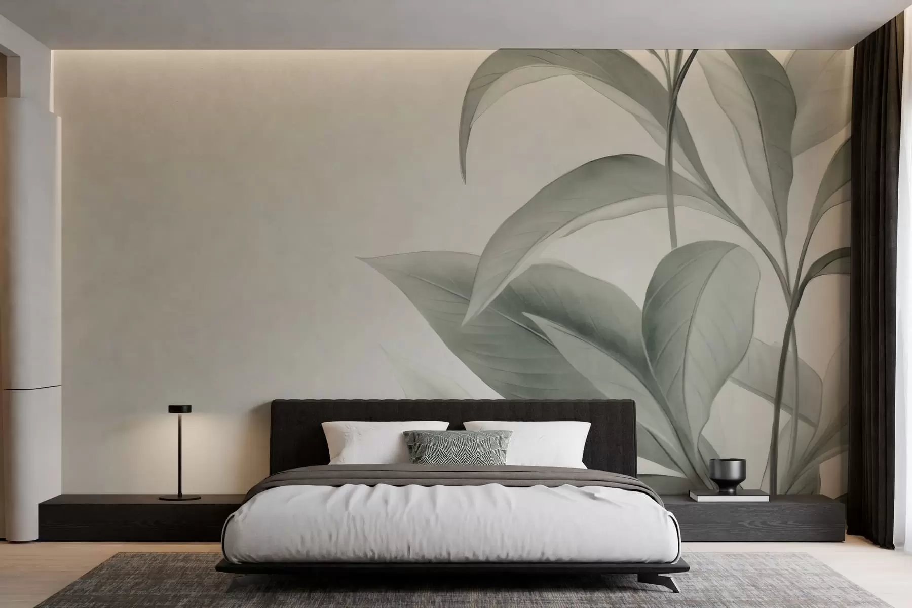 wall murals Delicate textured leaves w05453