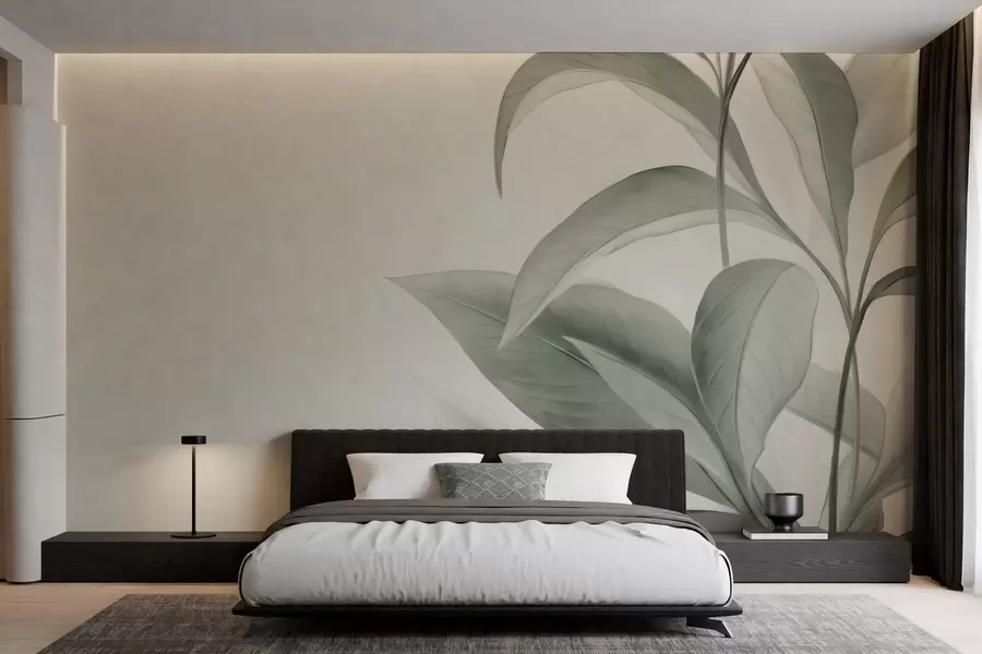 wall murals Delicate textured leaves w05453