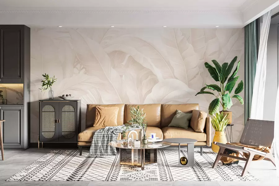 wall murals Vintage tropical leaves w05518