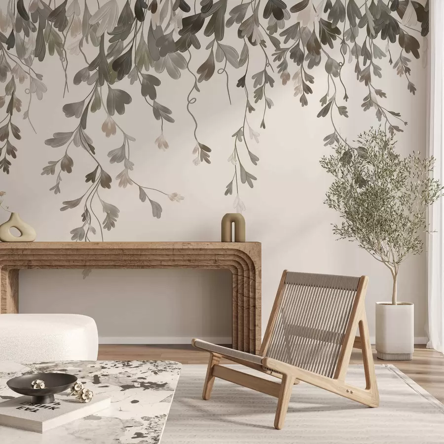 wall murals Delicate hanging leaves w05526