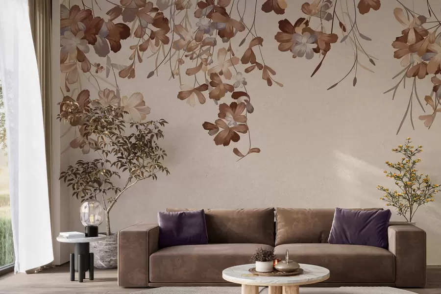 wall murals Leaves hanging on the wall w05530