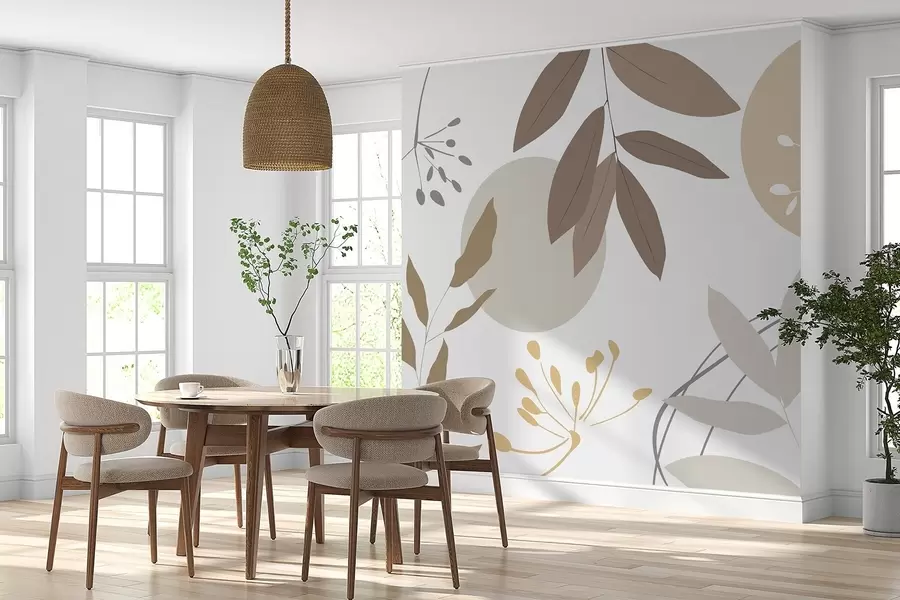 wall murals Abstraction with plants w05552v1