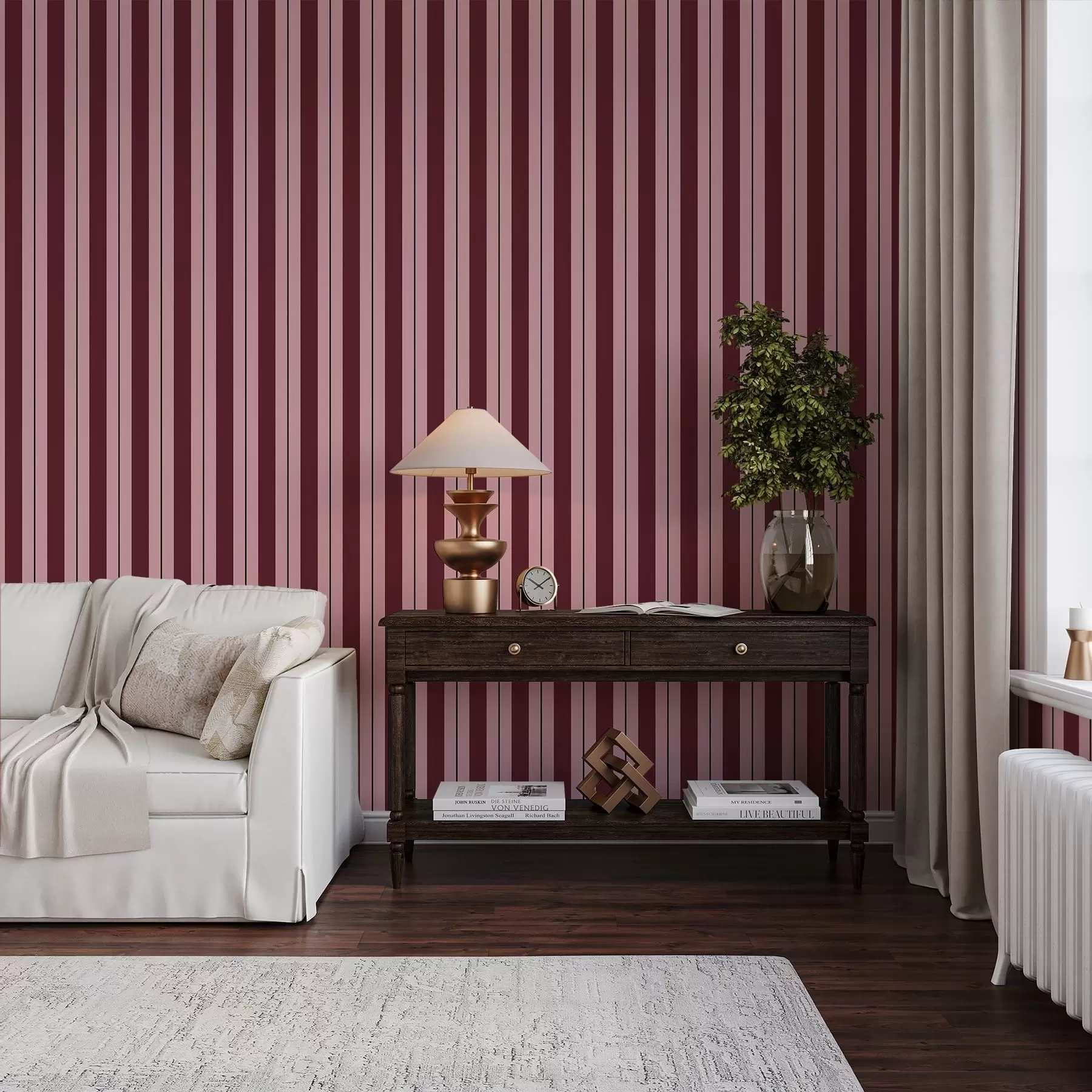 wall murals Red and pink stripes with contrasting lines a01183v2