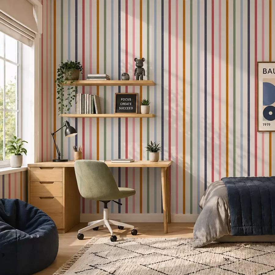 wall murals Bright multicolor stripes on light background a01184