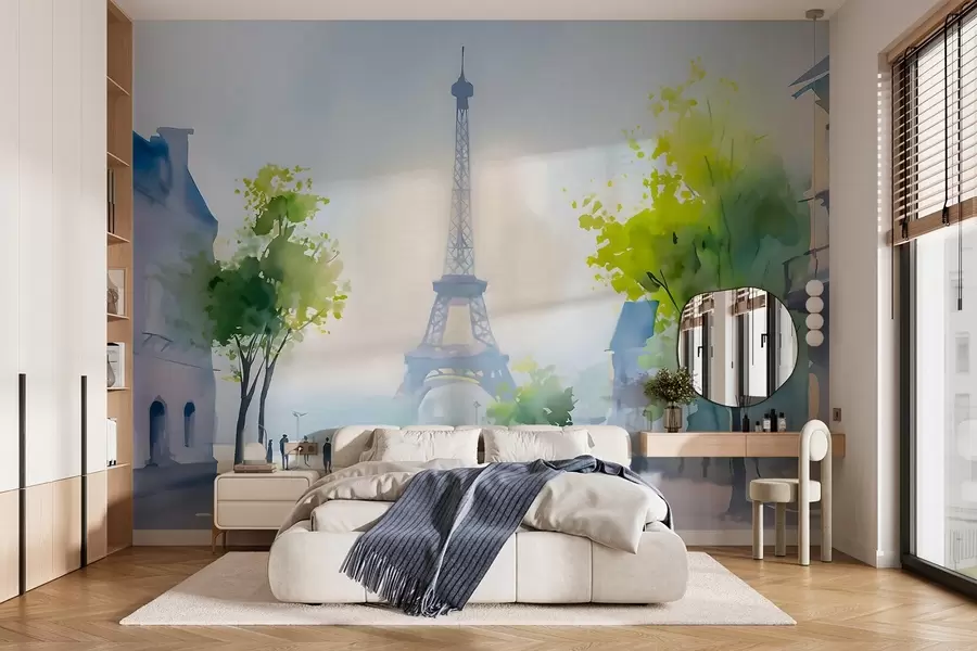 wall murals Paris, a cityscape in a watercolour style à la prima w05566