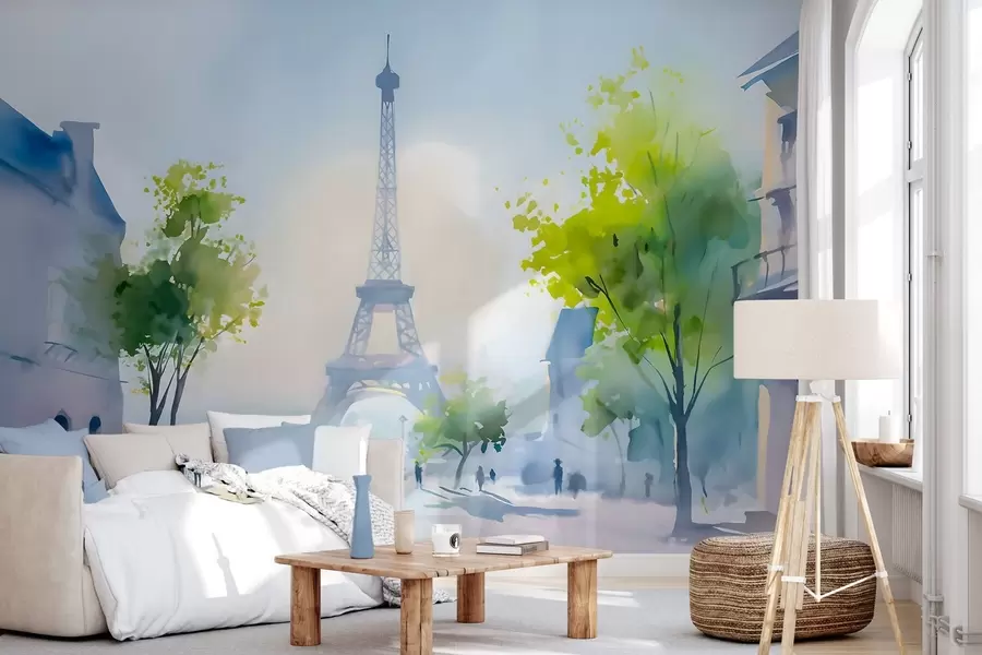 wall murals Paris, a cityscape in a watercolour style à la prima w05566