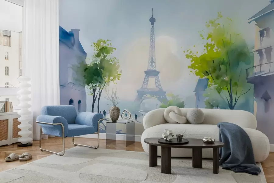 wall murals Paris, a cityscape in a watercolour style à la prima w05566