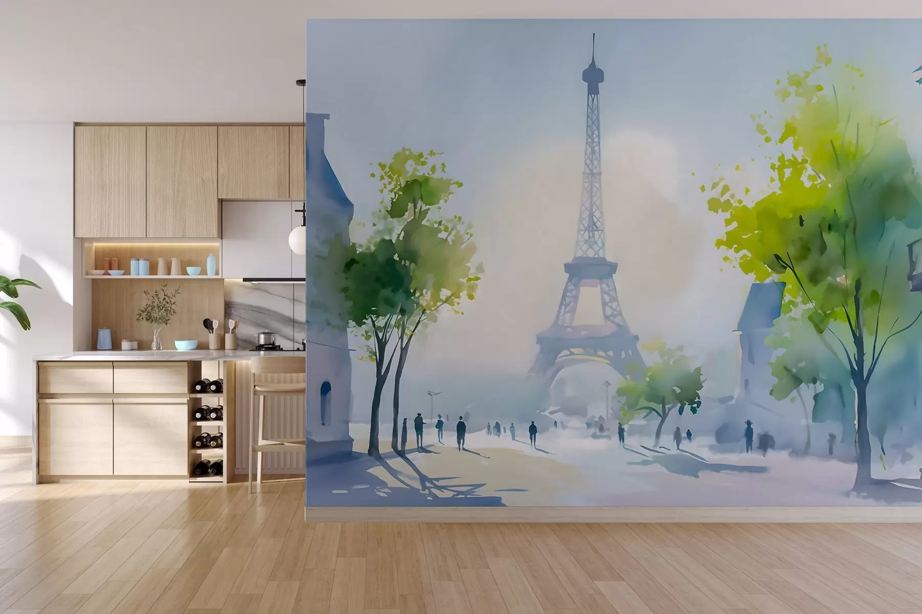 wall murals Paris, a cityscape in a watercolour style à la prima w05566