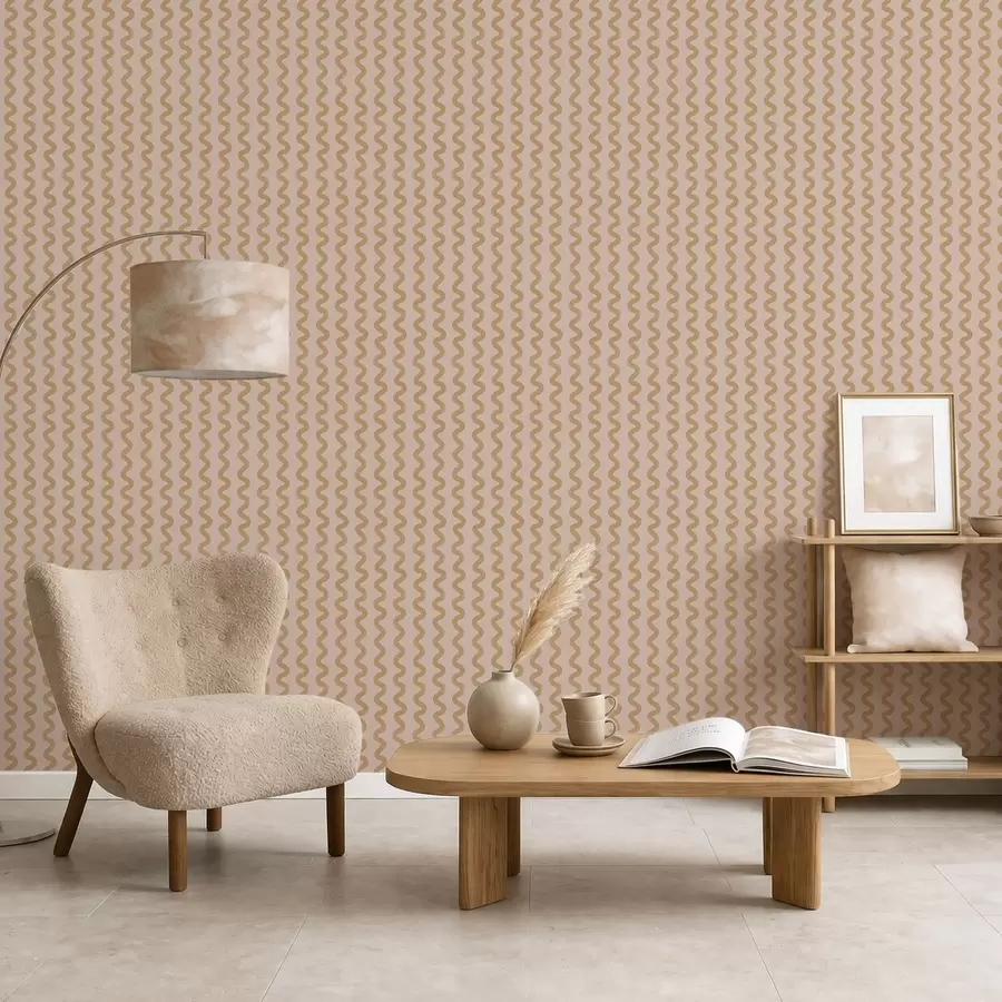 wall murals Wavy mustard pattern on beige background a01187v1
