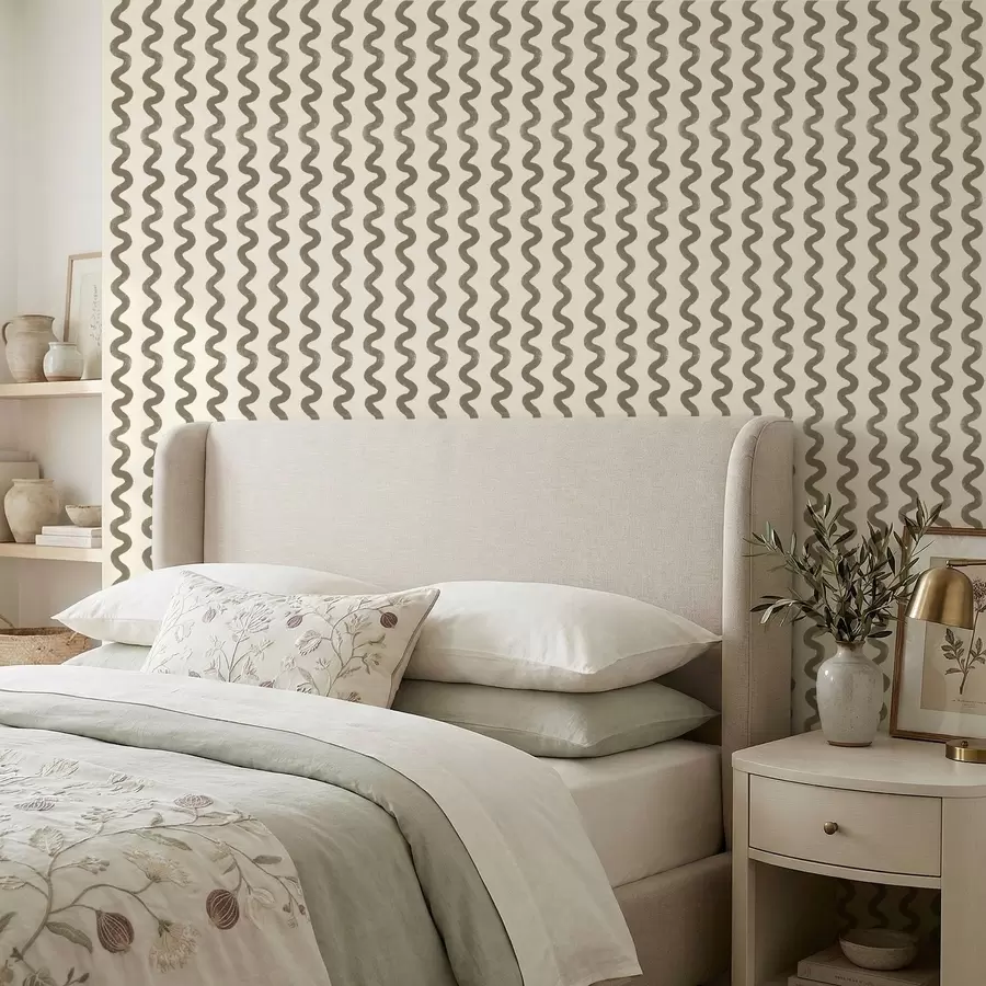 wall murals Wavy brown pattern on light background a01187v5