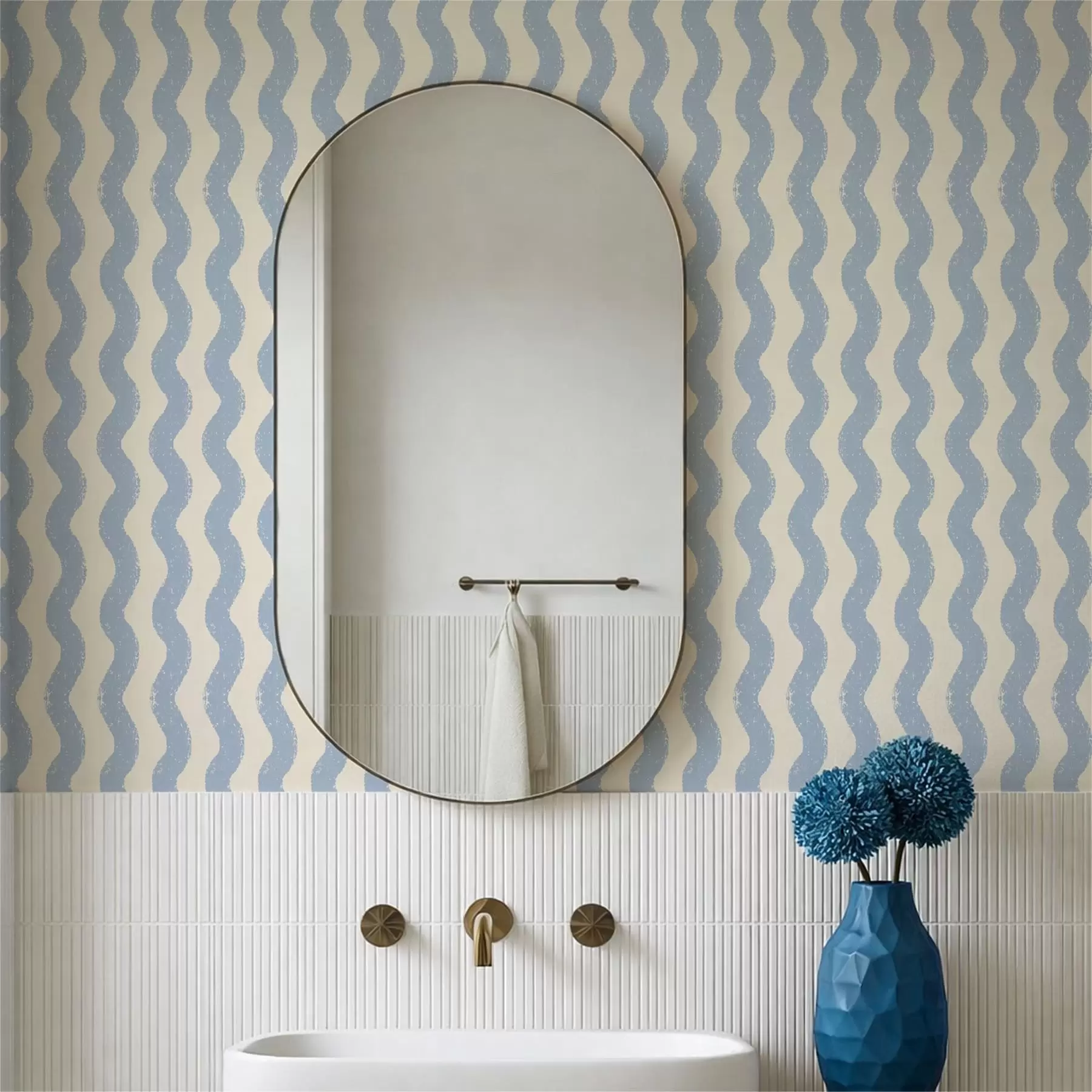 wall murals Wavy light blue pattern on light background a01188