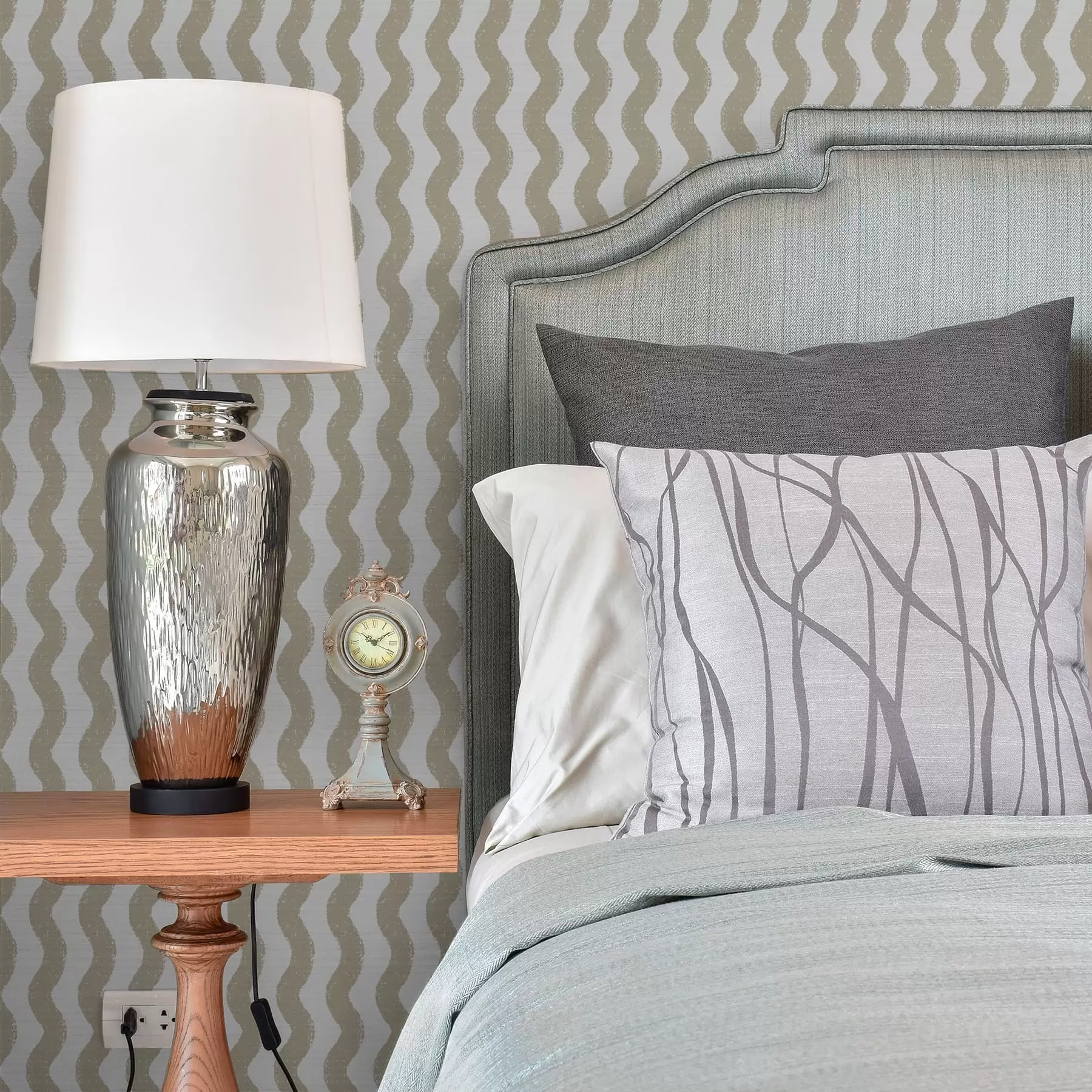 wall murals Wavy beige pattern on gray background a01188v2
