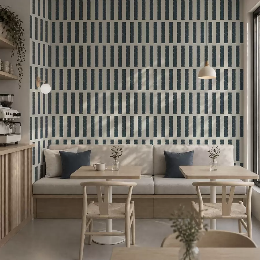 wall murals Dark teal vertical stripes on light background a01189