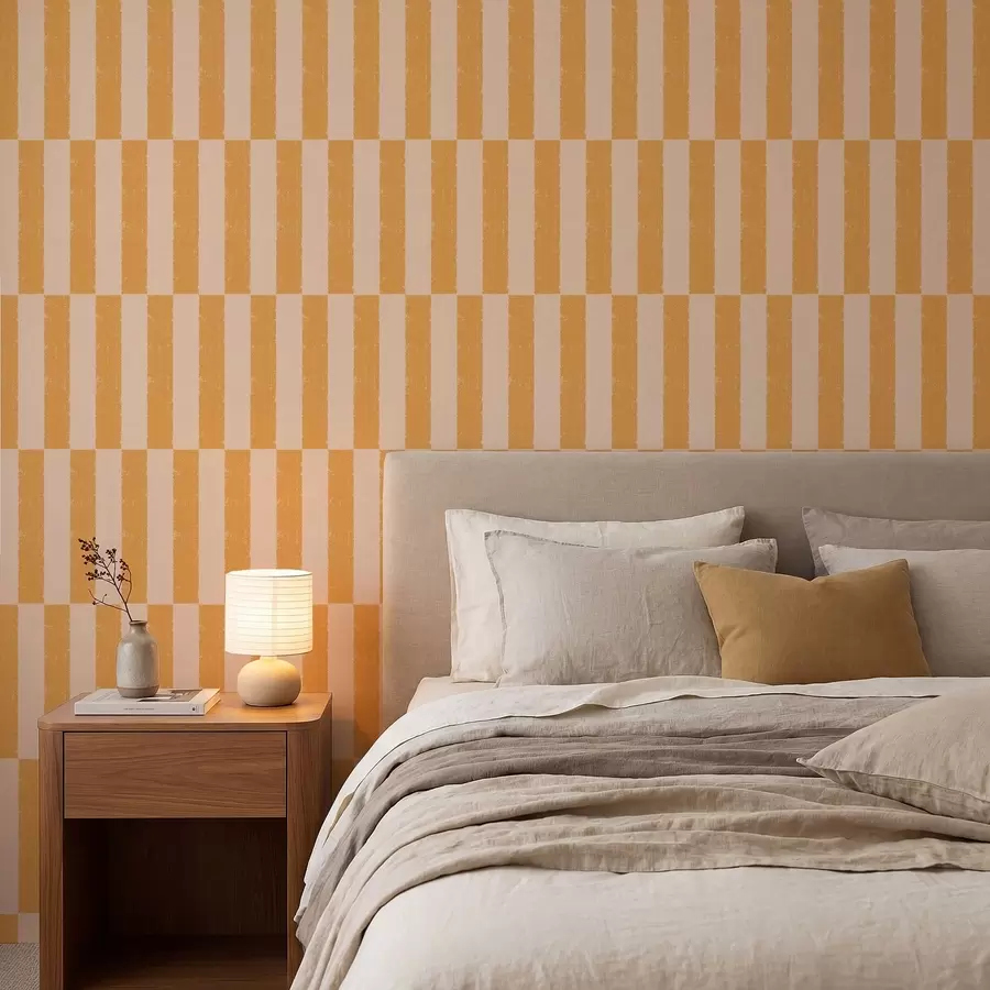 wall murals Orange vertical stripes on beige background a01190v3