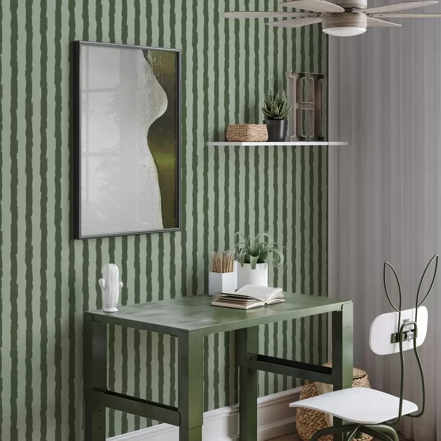 wall murals Dark green vertical brush strokes on light background a01191v1