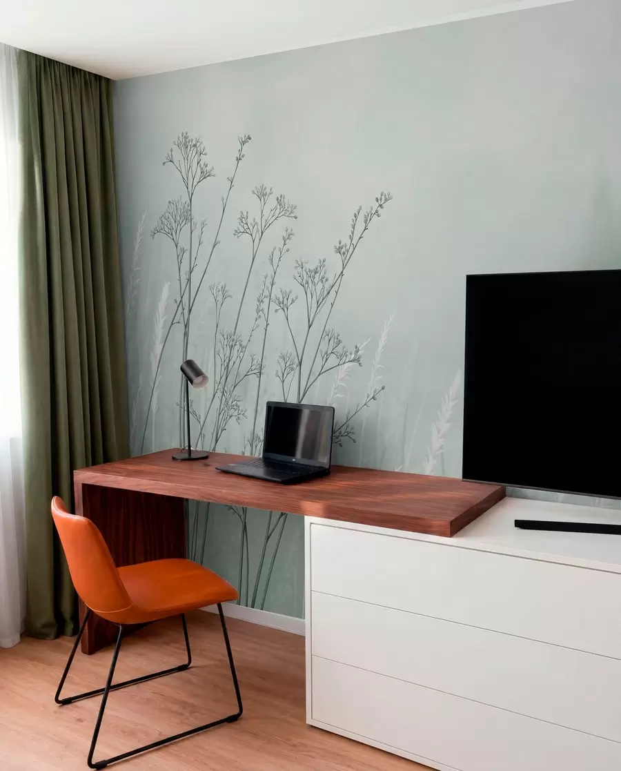wall murals Thin grass stems on blurred natural background w05534v1