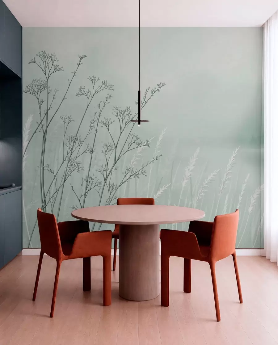 wall murals Thin grass stems on blurred natural background w05534v1