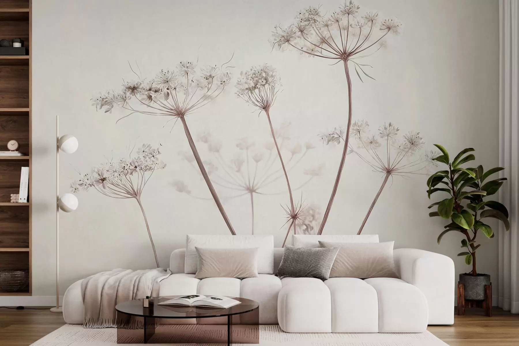 wall murals Dried umbels on light minimal background w05543