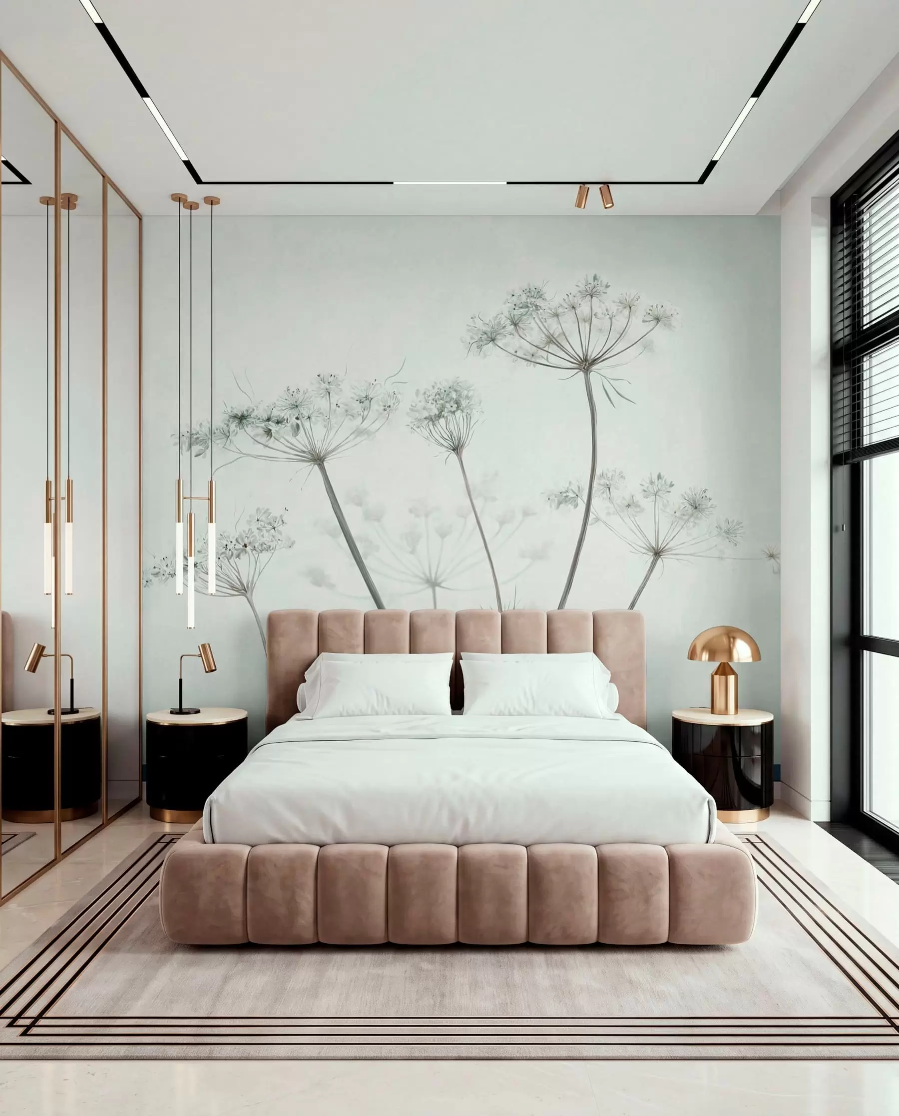 wall murals Fine Umbels on Pale Mint w05543v1