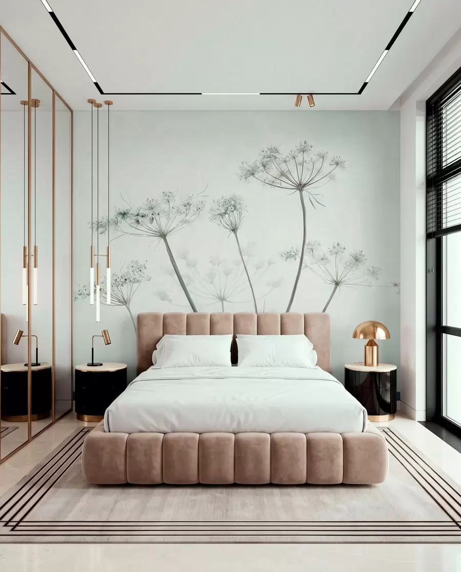 wall murals Delicate dried umbels on soft light background w05543v1