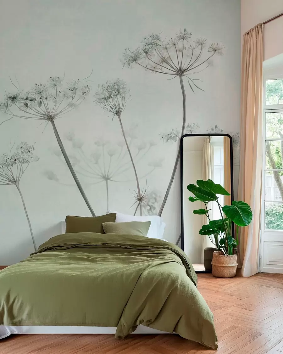 wall murals Delicate dried umbels on soft light background w05543v1