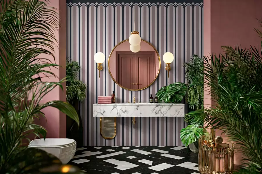 wall murals Vertical ornament in pink and gray shades w05610v1