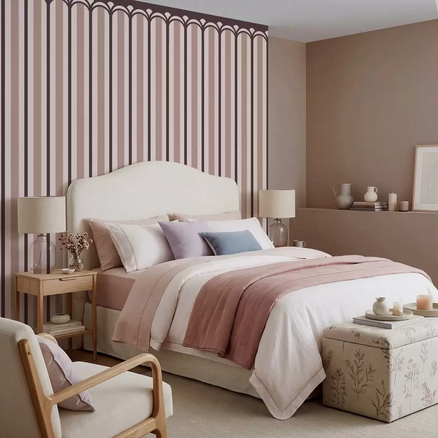 wall murals Vertical ornament in cream and plum tones w05610v2