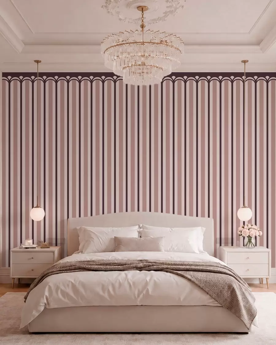 wall murals Vertical ornament in cream and plum tones w05610v2