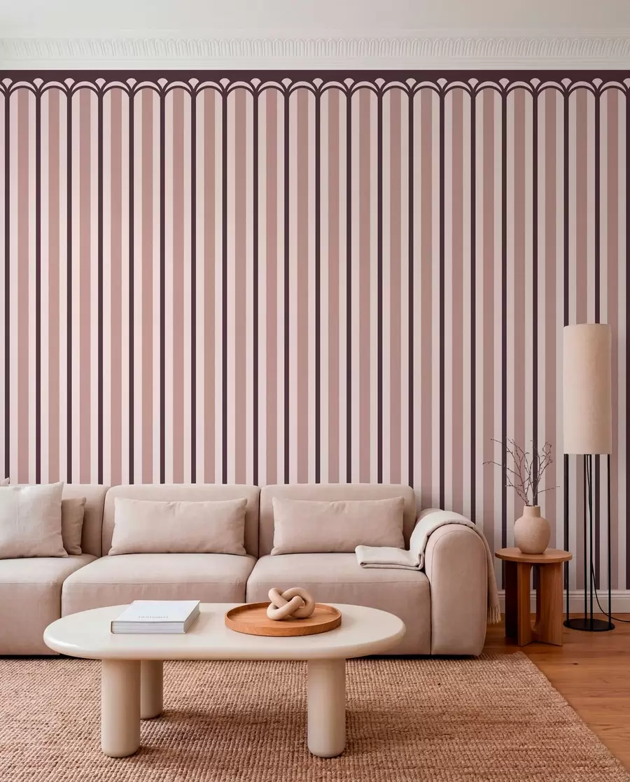 wall murals Vertical ornament in cream and plum tones w05610v2