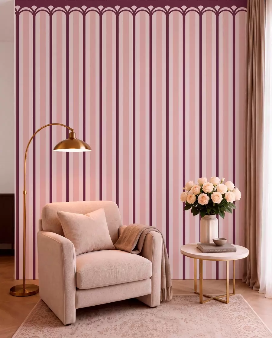 wall murals Vertical ornament in pink and burgundy tones w05610v4