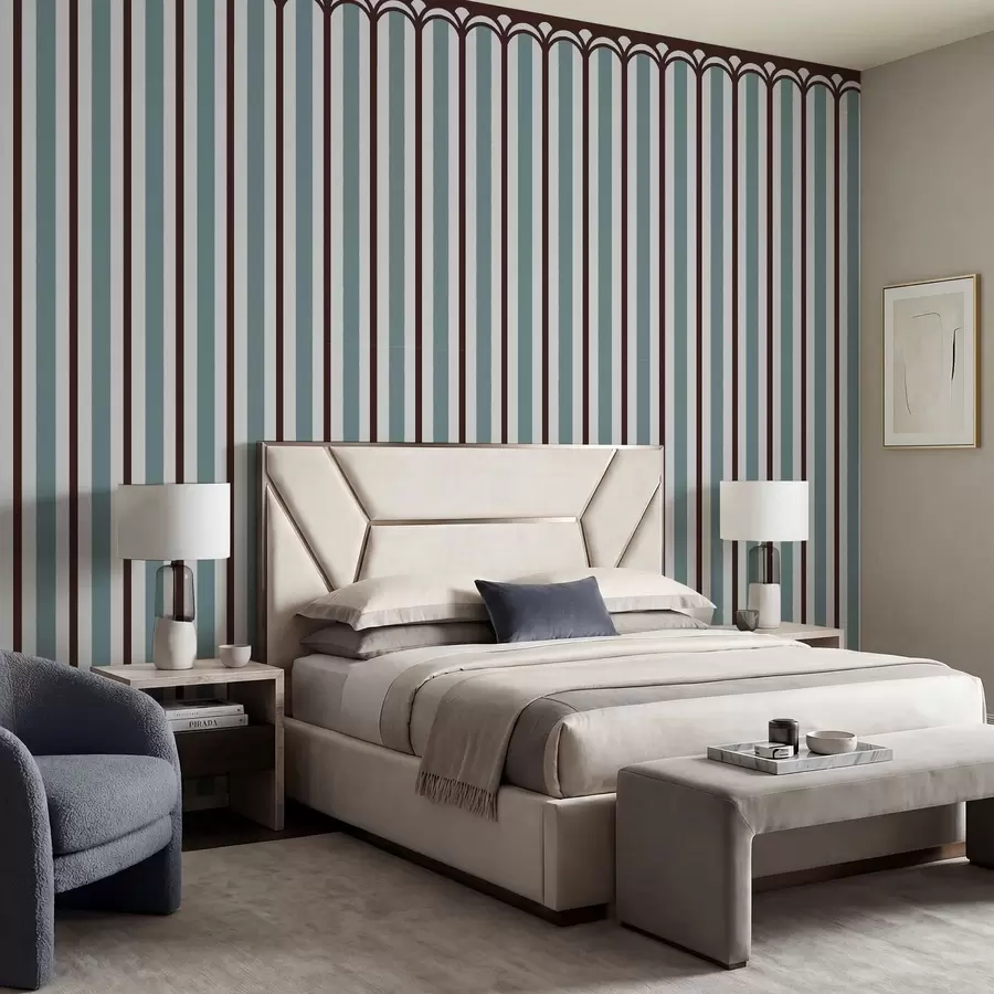 wall murals Vertical ornament in blue and brown tones w05610v5