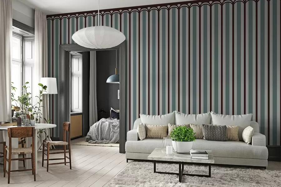 wall murals Vertical ornament in blue and brown tones w05610v5