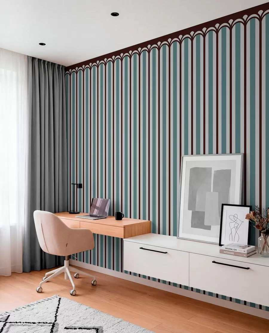 wall murals Vertical ornament in blue and brown tones w05610v5