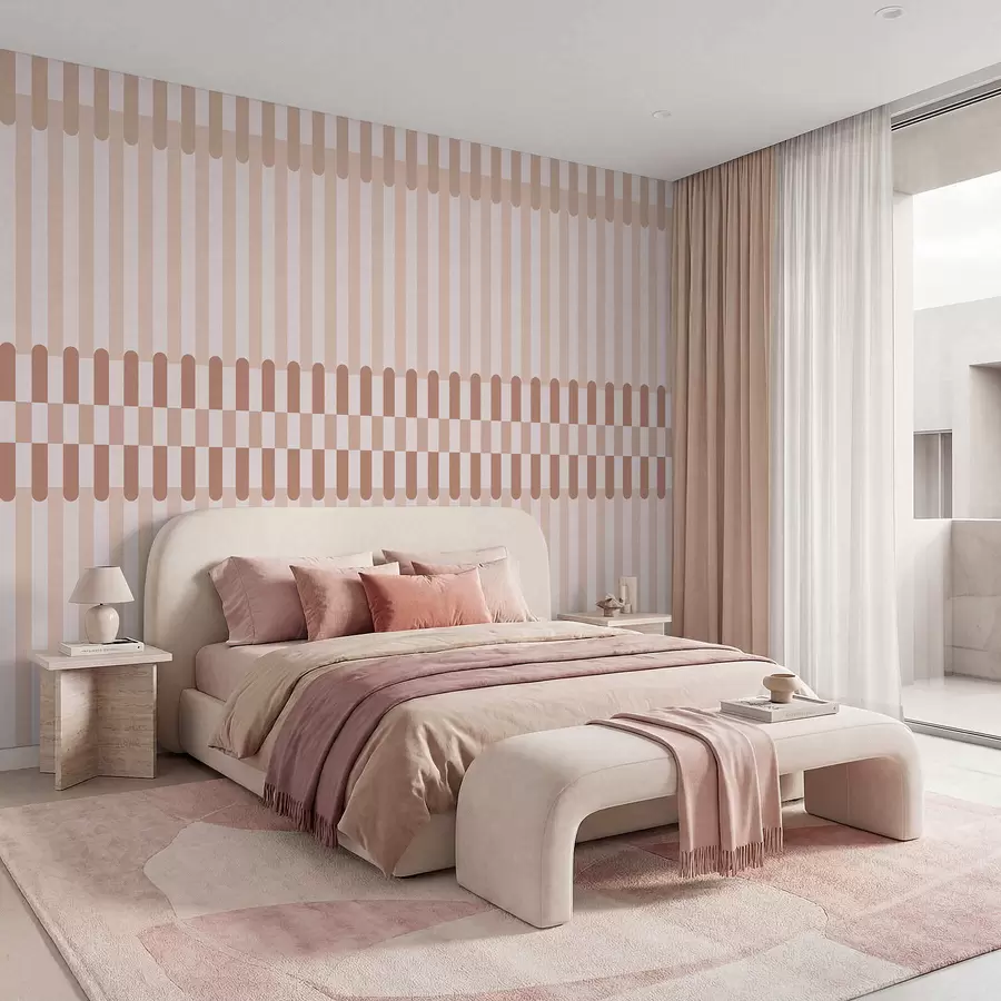wall murals Striped pattern in light pink tones w05150v1