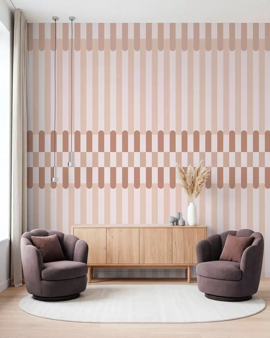 wall murals Striped pattern in light pink tones w05150v1
