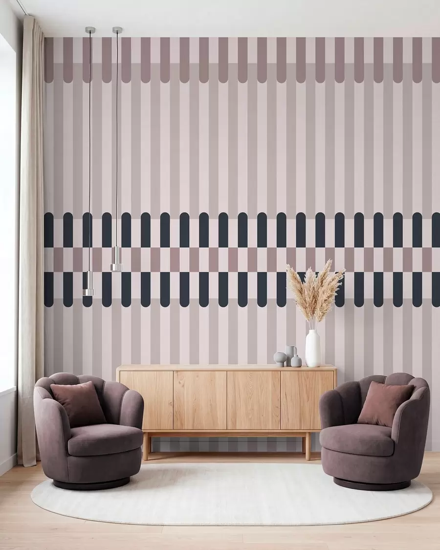 wall murals Striped pattern in cream and dark blue tones w05150v2