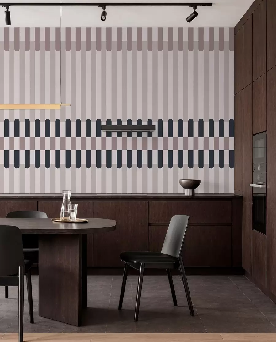 wall murals Striped pattern in cream and dark blue tones w05150v2