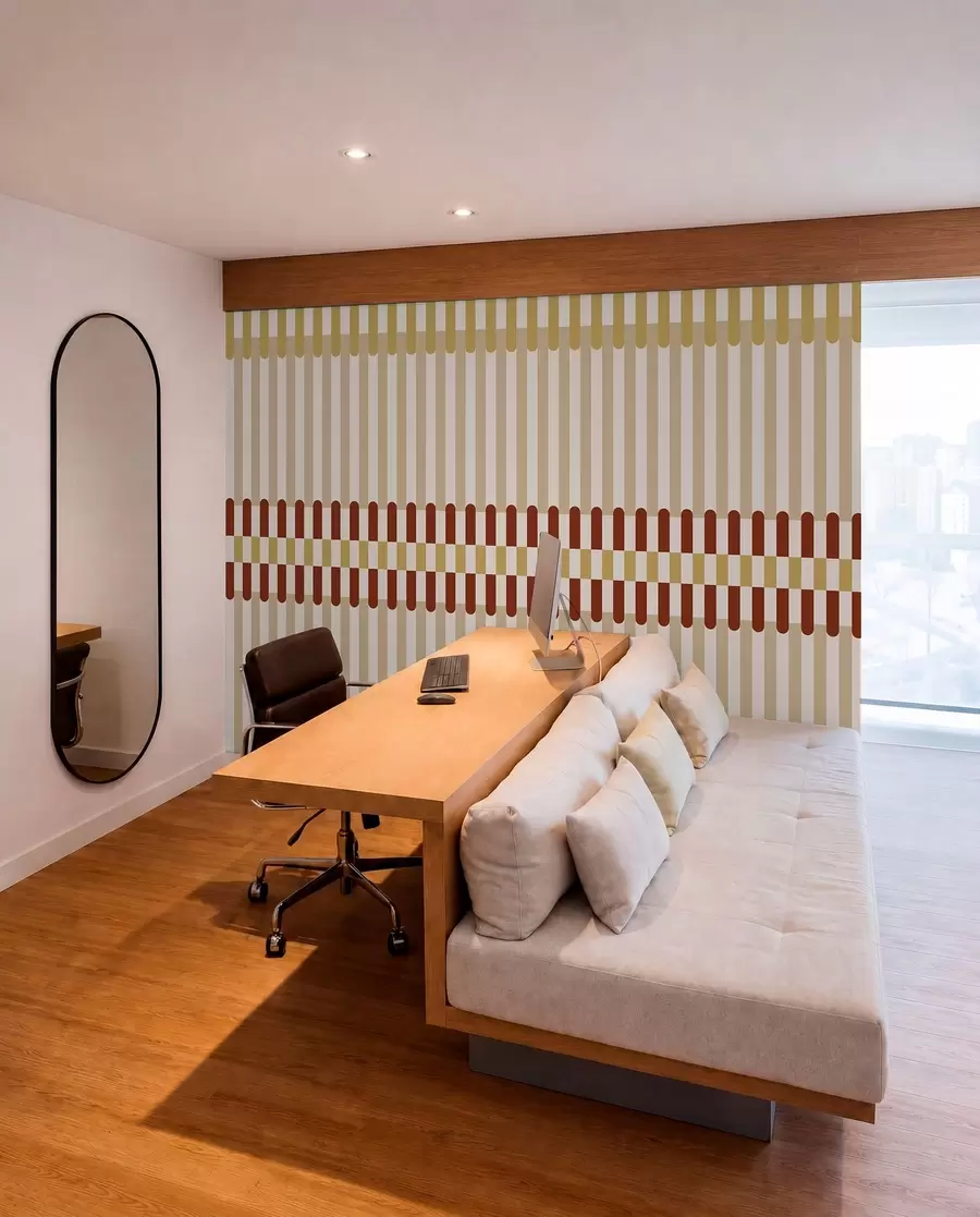 wall murals Striped pattern in beige and terracotta tones w05150v3