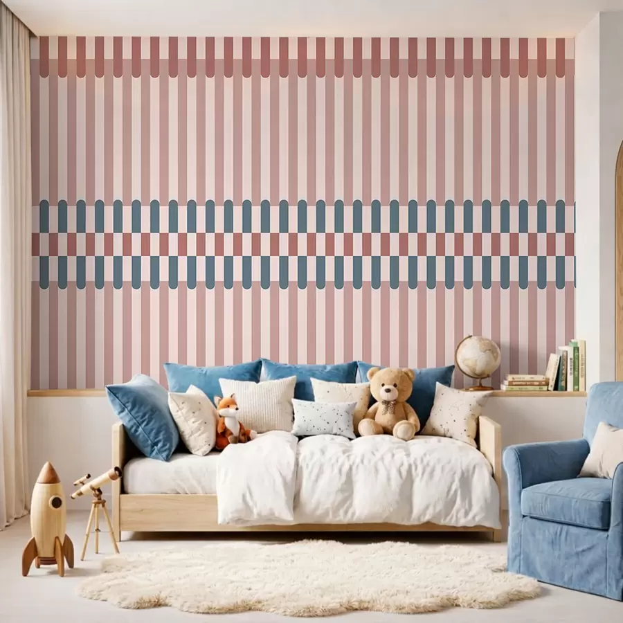 wall murals Striped pattern in pink and blue tones w05150v5