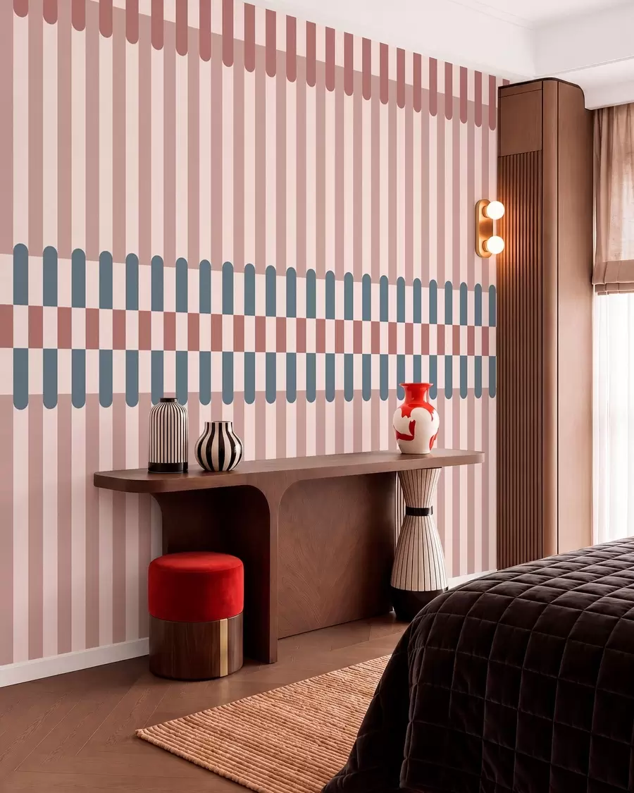 wall murals Striped pattern in pink and blue tones w05150v5