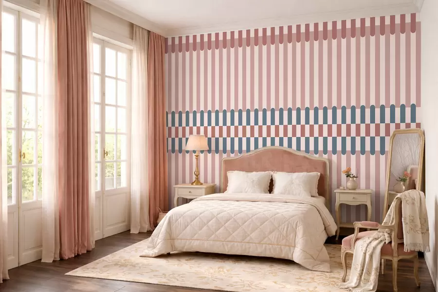 wall murals Striped pattern in pink and blue tones w05150v5