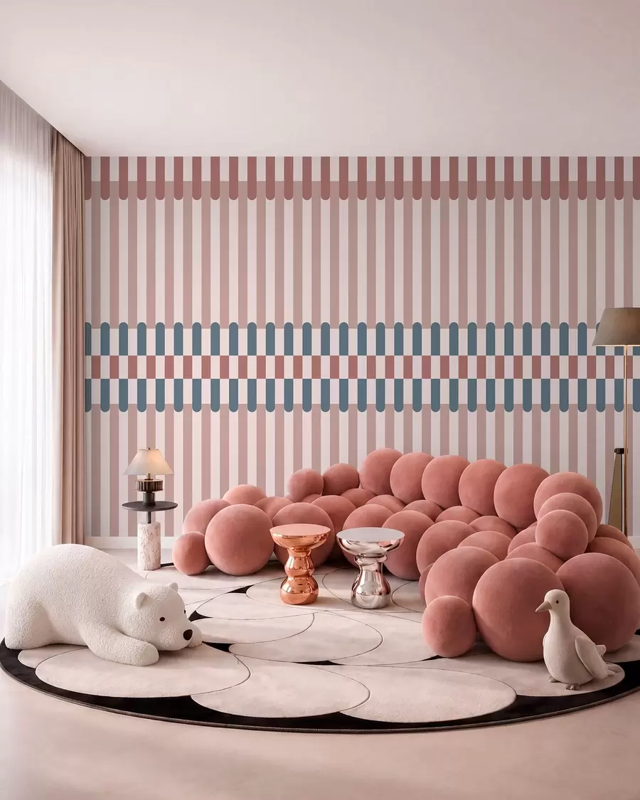 wall murals Striped pattern in pink and blue tones w05150v5