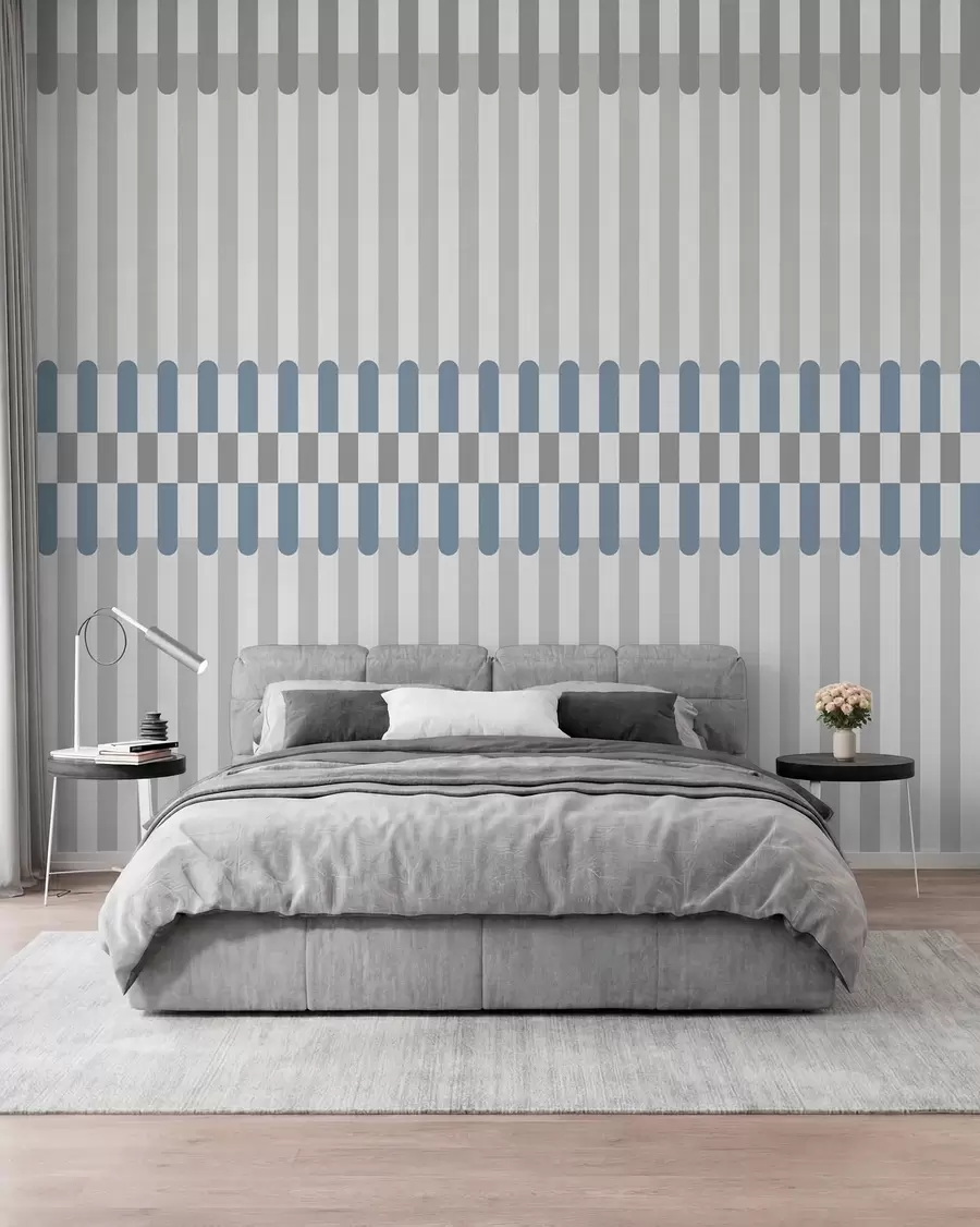 wall murals Striped pattern in gray and blue tones w05150v6