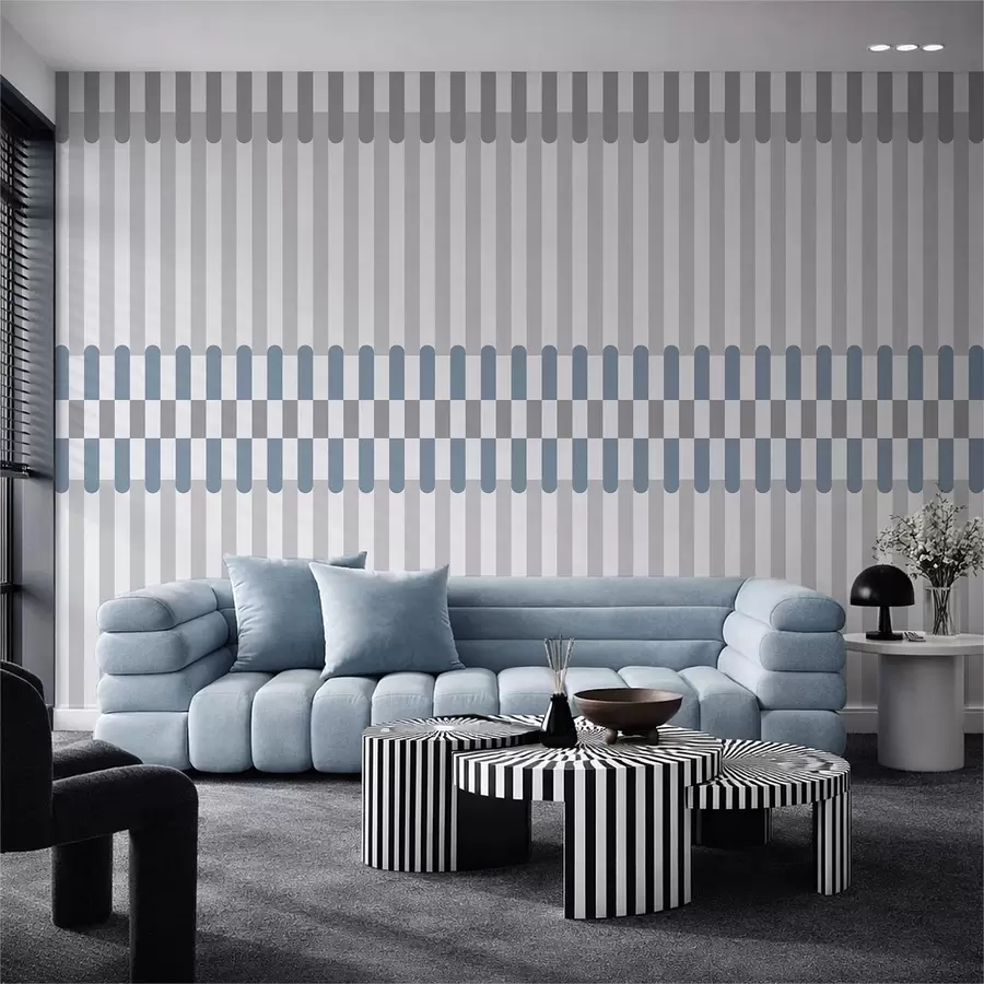 wall murals Striped pattern in gray and blue tones w05150v6