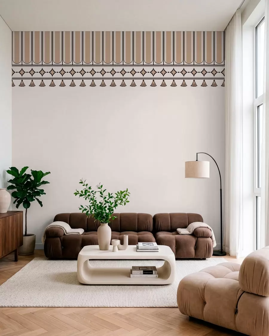 wall murals Ornamental border in beige shades w05151