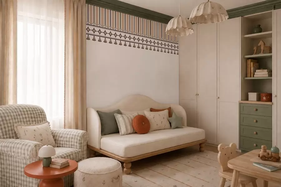 wall murals Ornamental border in beige shades w05151