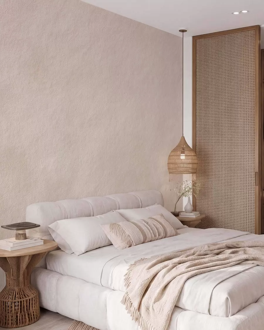 wall murals Light beige background in decorative plaster style, minimalism, stone texture w09800