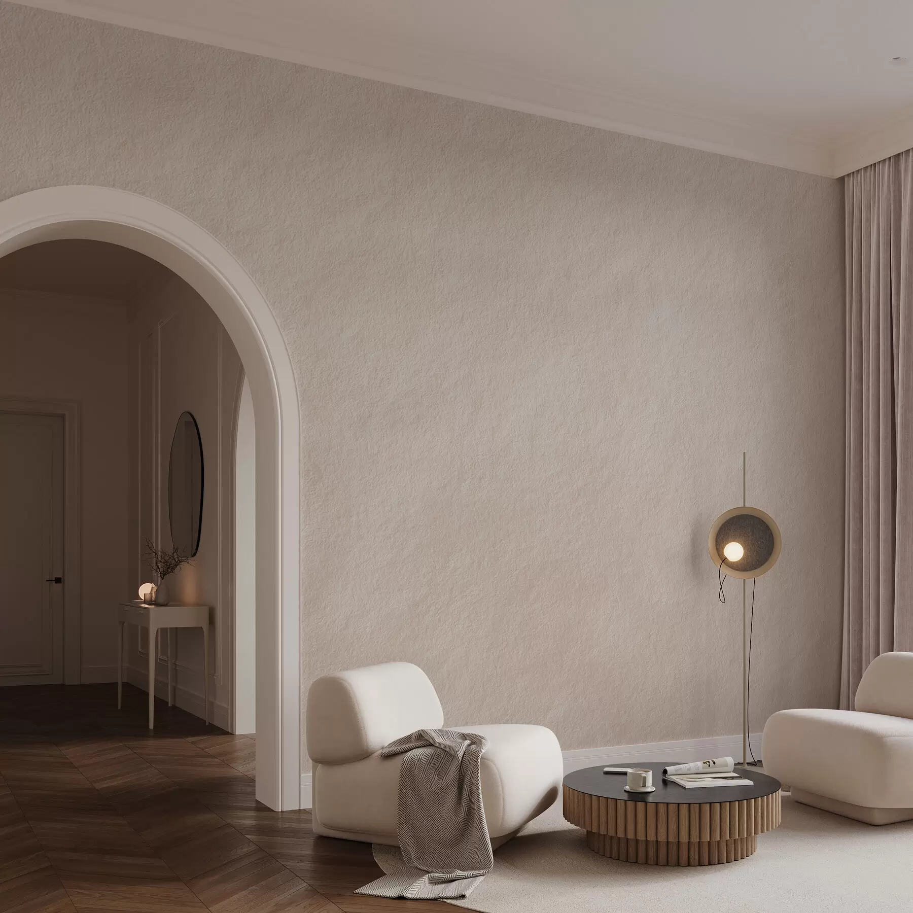 wall murals Light beige background in decorative plaster style, minimalism, stone texture w09800